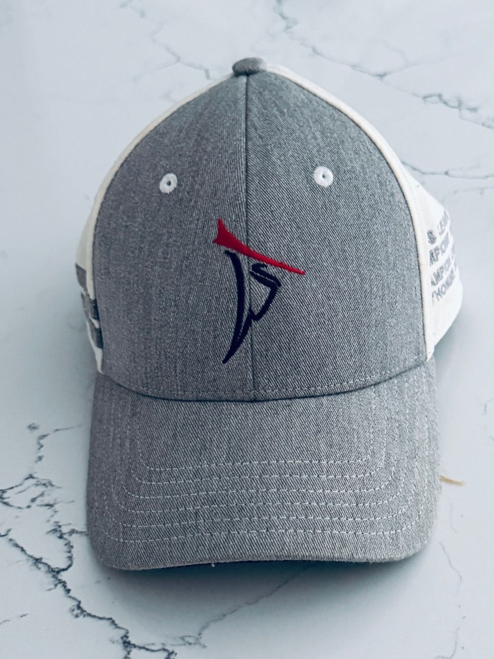 Prodigy Gray and White Baseball Cap with Red Accent - Men's Accessories